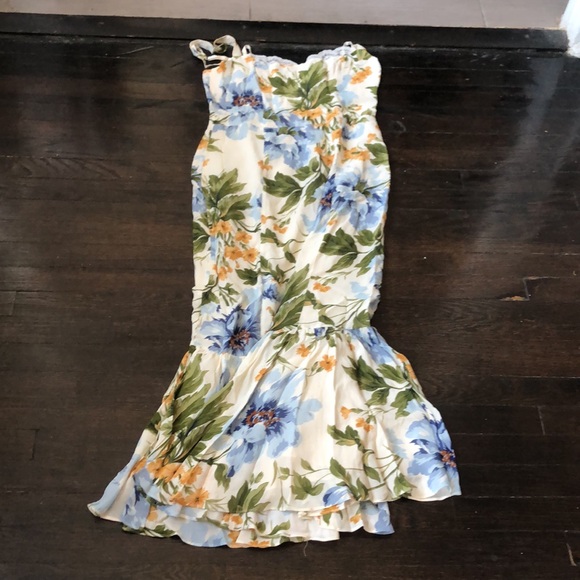 Reformation Irisa floral romantic soft lined midi dress lace trim size 12 NWT - Picture 5 of 11